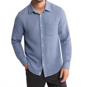 NEW FAIR HARBOR oceanfront beachy texture shirt in maritime